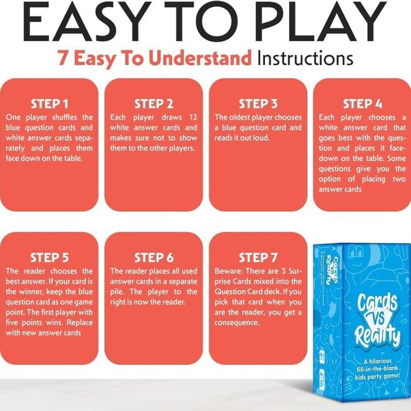 NEW Cards Vs Reality Games for Kids Fun Party Card Game - Picture 3 of 4